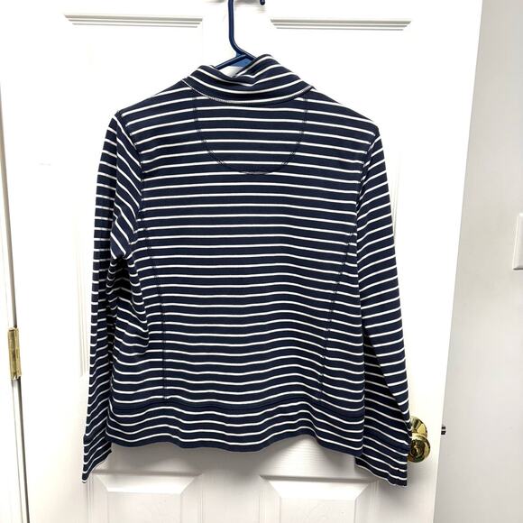 L. L. Bean Navy and White Striped Jacket, Full Zip Sweatshirt, Size Petite M - Picture 4 of 4